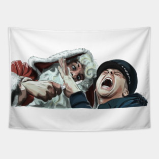 Hot Fuzz: A Deranged Santa Claus Tapestry