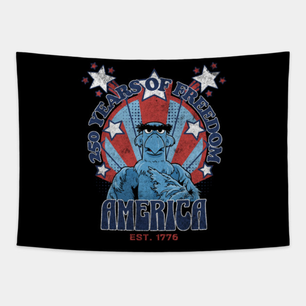 250 Years of Freedom Muppet Sam Eagle America Style Tapestry by Joaddo