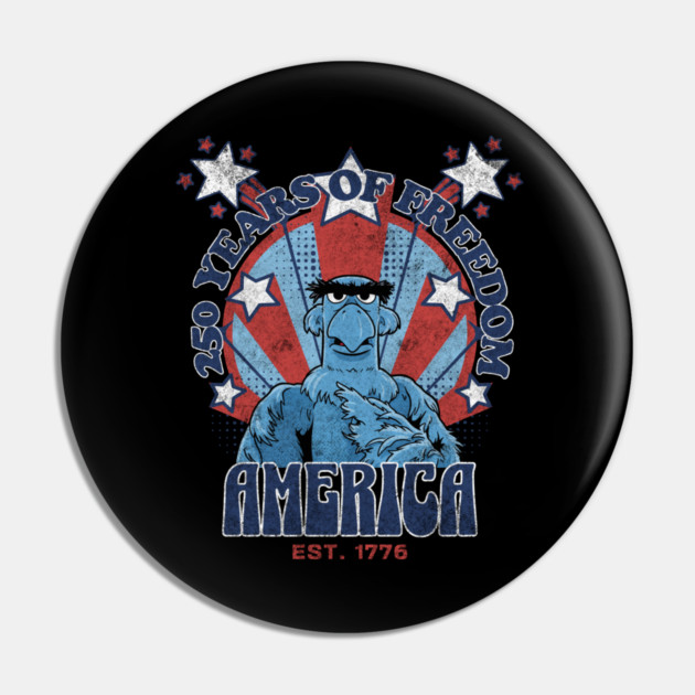 250 Years of Freedom Muppet Sam Eagle America Style Pin by Joaddo