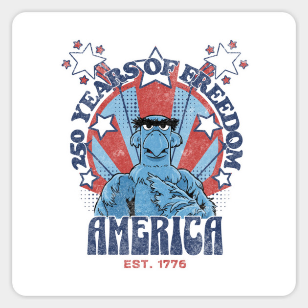250 Years of Freedom Muppet Sam Eagle America Style Magnet by Joaddo