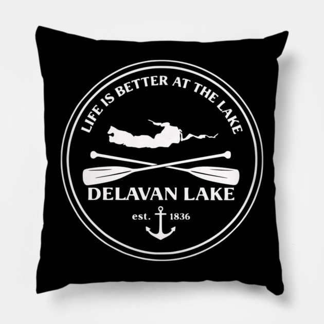 Delavan Lake, Wisconsin Badge Pillow by CrazyGirl