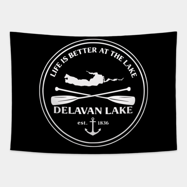 Delavan Lake, Wisconsin Badge Tapestry by CrazyGirl