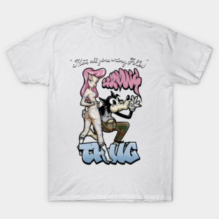 Thug Life Cartoon Shirt - Retro Gangster Wolf Pin Up Parody T-Shirt