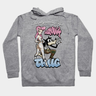 Thug Life Cartoon Shirt - Retro Gangster Wolf Pin Up Parody Hoodie