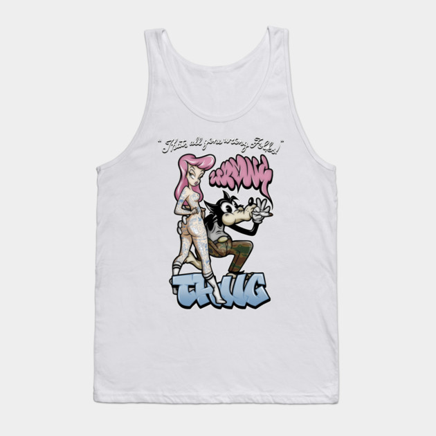 Thug Life Cartoon Shirt - Retro Gangster Wolf Pin Up Parody Tank Top by Wrong