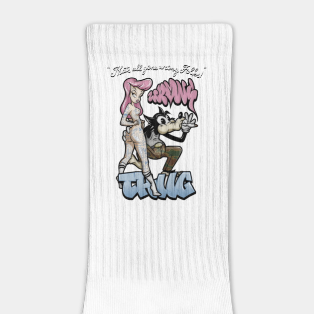 Thug Life Cartoon Shirt - Retro Gangster Wolf Pin Up Parody by Wrong