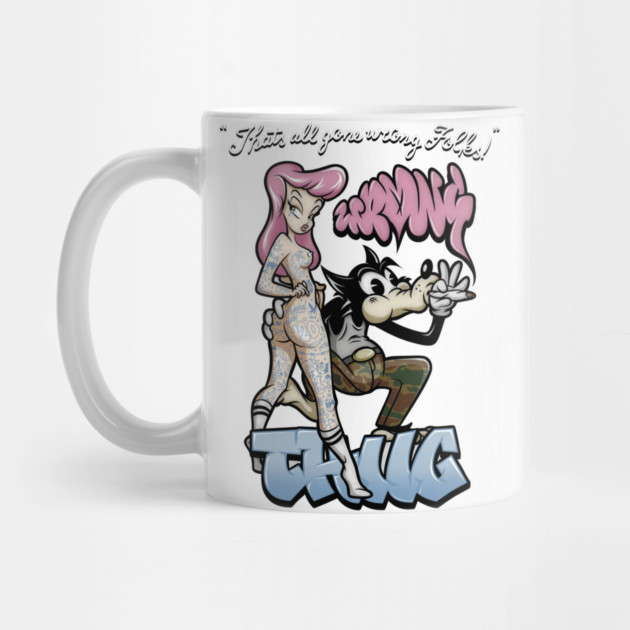 Thug Life Cartoon Shirt - Retro Gangster Wolf Pin Up Parody by Wrong