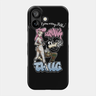 Thug Life Cartoon Shirt - Retro Graffiti Wolf & Pin Up Parody Phone Case