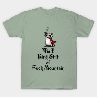 Questing Raccoon: 'Tis I, King Shit of Fuck Mountain, funny full of himself trash panda T-Shirt