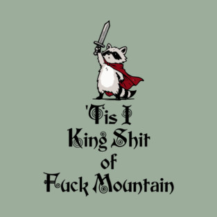 Questing Raccoon: 'Tis I, King Shit of Fuck Mountain, funny full of himself trash panda T-Shirt