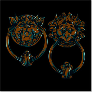 Labyrinth door knockers Posters and Art