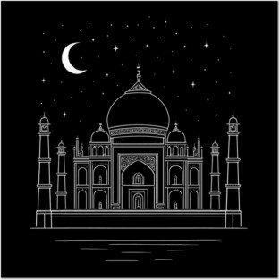 Taj Mahal by Night Posters and Art