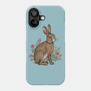 Woodland Rabbit Floral Wildlife Art Phone Case