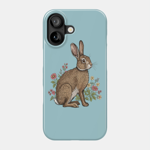 Woodland Rabbit Floral Wildlife Art Phone Case by BirdsnStuff