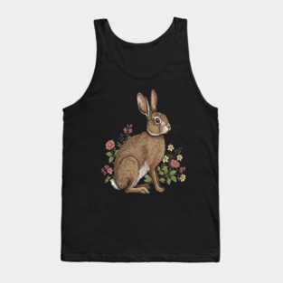 Woodland Rabbit Floral Wildlife Art Tank Top
