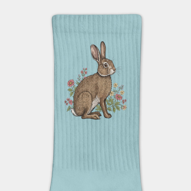 Woodland Rabbit Floral Wildlife Art by BirdsnStuff