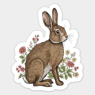 Woodland Rabbit Floral Wildlife Art Magnet