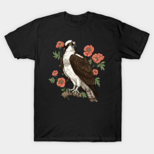 Osprey with Coral Blossoms Bird Art T-Shirt