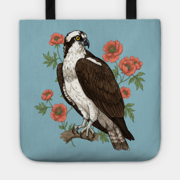 Osprey with Coral Blossoms Bird Art Tote by BirdsnStuff