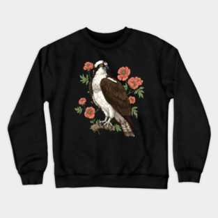 Osprey with Coral Blossoms Bird Art Crewneck Sweatshirt