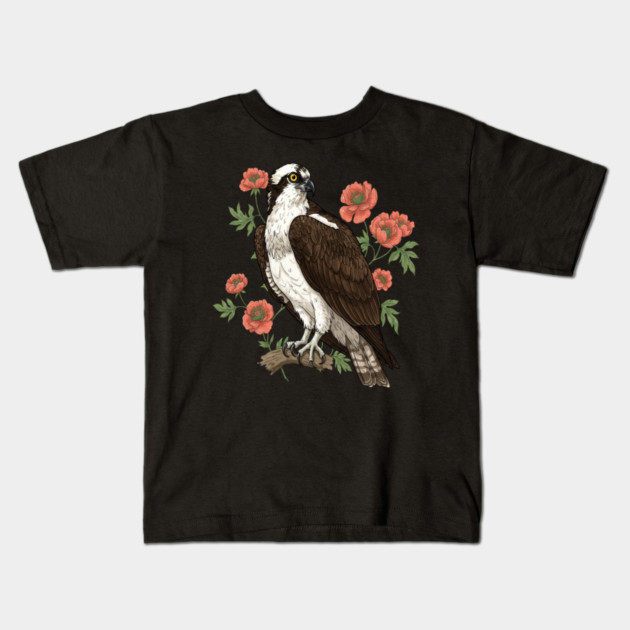 Osprey with Coral Blossoms Bird Art Kids T-Shirt by BirdsnStuff