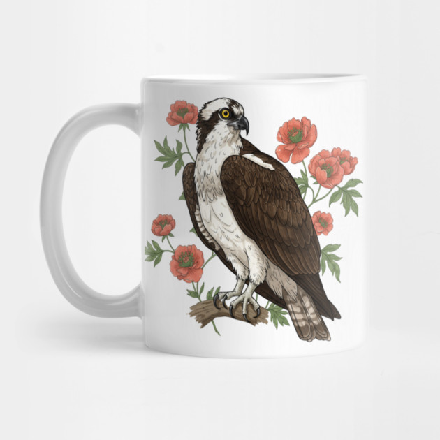 Osprey with Coral Blossoms Bird Art by BirdsnStuff