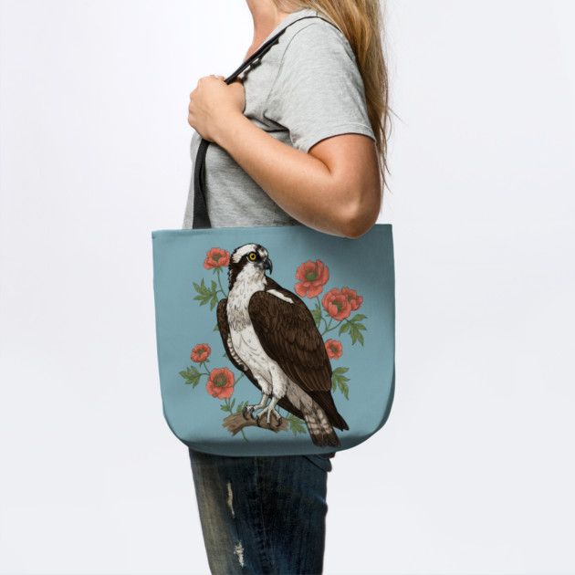 Osprey with Coral Blossoms Bird Art by BirdsnStuff