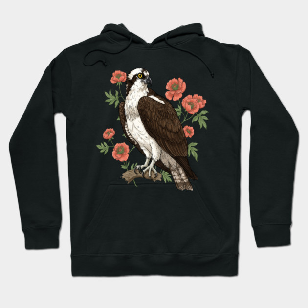 Osprey with Coral Blossoms Bird Art Hoodie by BirdsnStuff