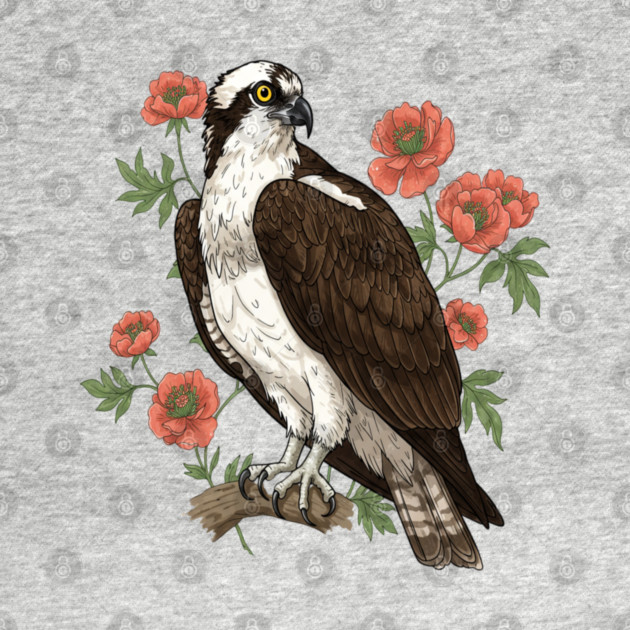 Osprey with Coral Blossoms Bird Art by BirdsnStuff