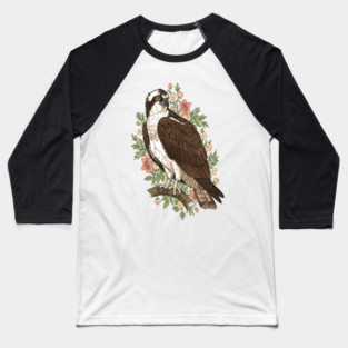 Cottagecore Osprey Floral Wildlife Art Baseball T-Shirt