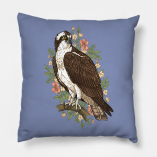 Cottagecore Osprey Floral Wildlife Art Pillow