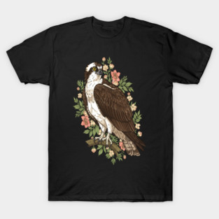 Cottagecore Osprey Floral Wildlife Art T-Shirt