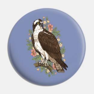 Cottagecore Osprey Floral Wildlife Art Pin