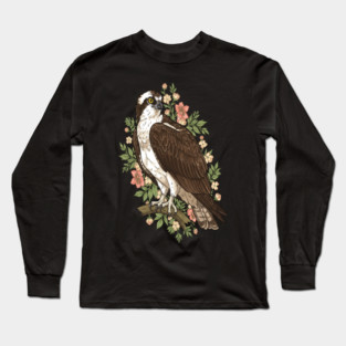 Cottagecore Osprey Floral Wildlife Art Long Sleeve T-Shirt