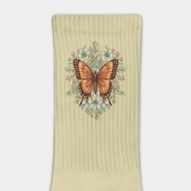Vintage Butterfly Floral Illustration by BirdsnStuff