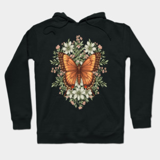 Vintage Butterfly Floral Illustration Hoodie