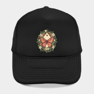 Butterfly Cottage Floral Illustration Hat