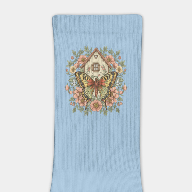 Butterfly Cottage Garden Illustration by BirdsnStuff