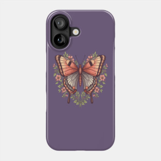 Vintage Butterfly Floral Heart Shaped Art Phone Case