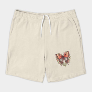Vintage Butterfly Floral Heart Shaped Art Shorts