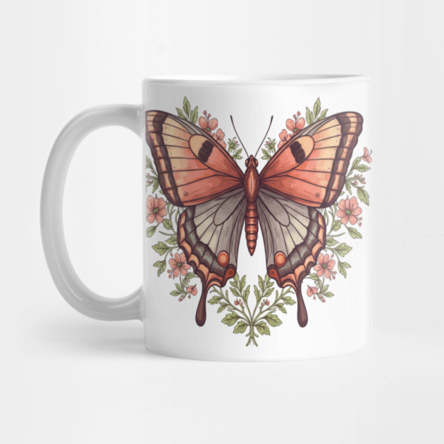 Vintage Butterfly Floral Heart Shaped Art by BirdsnStuff