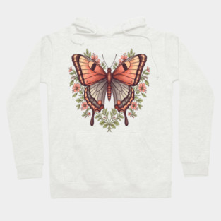 Vintage Butterfly Floral Heart Shaped Art Hoodie