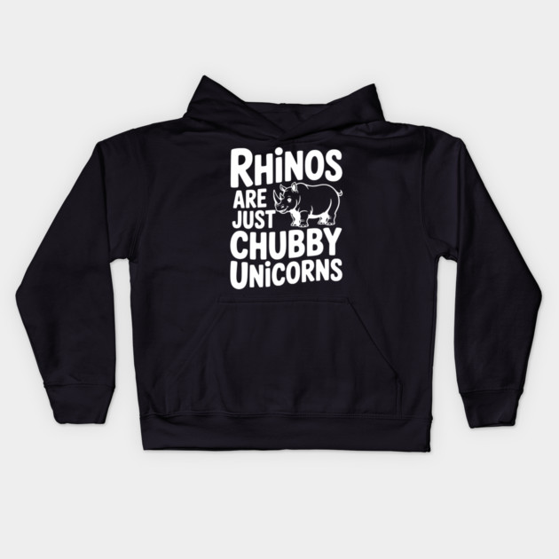 Rhinos Are Just Chubby Unicorns Kids Hoodie by Frank Ring