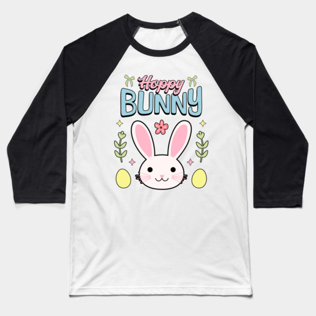 Hoppy Bunny Easter Themed Design Baseball T-Shirt by TurnEffect
