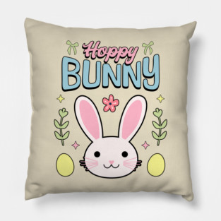Hoppy Bunny Easter Themed Design Pillow