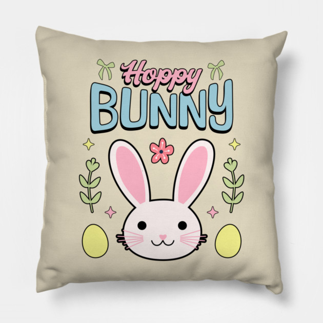 Hoppy Bunny Easter Themed Design Pillow by TurnEffect