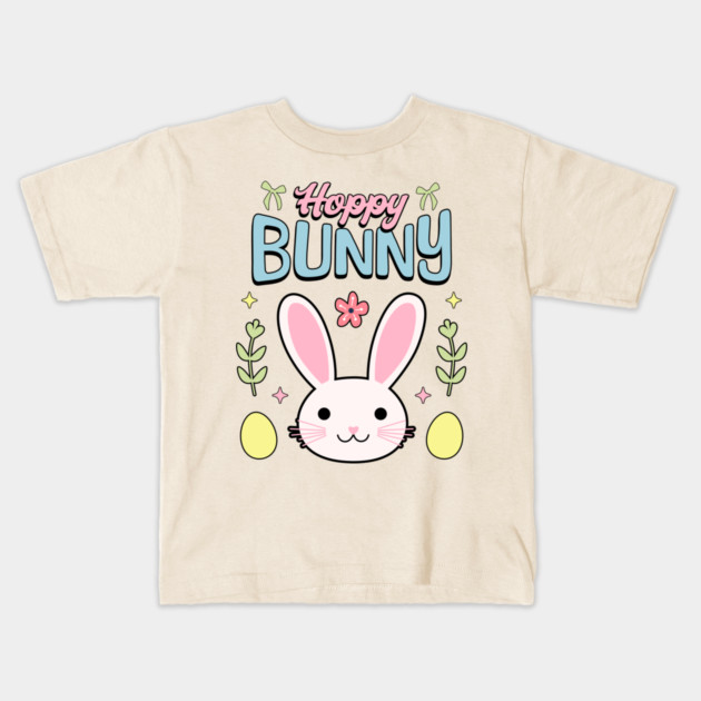 Hoppy Bunny Easter Themed Design Kids T-Shirt by TurnEffect