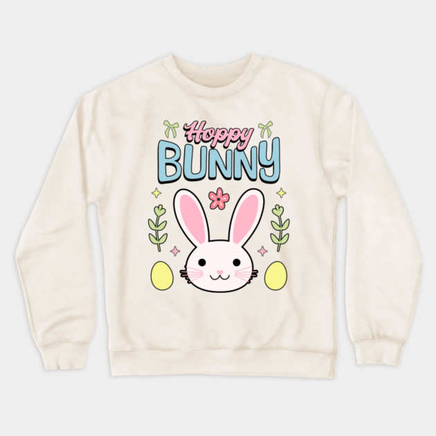 Hoppy Bunny Easter Themed Design Crewneck Sweatshirt by TurnEffect