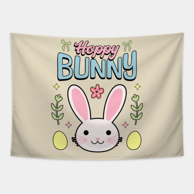 Hoppy Bunny Easter Themed Design Tapestry by TurnEffect