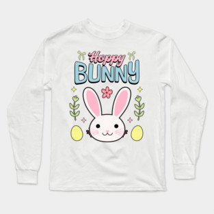 Hoppy Bunny Easter Themed Design Long Sleeve T-Shirt